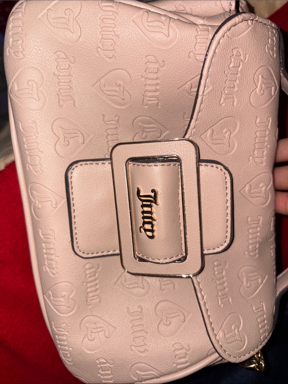 Juicy Couture Embossed Light Pink Crossbody Bag with Gold Logo